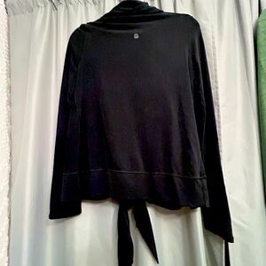 CLEARANCE Lululemon Black Practice Cotton Waterfall Tie Front Cardigan Women 6
